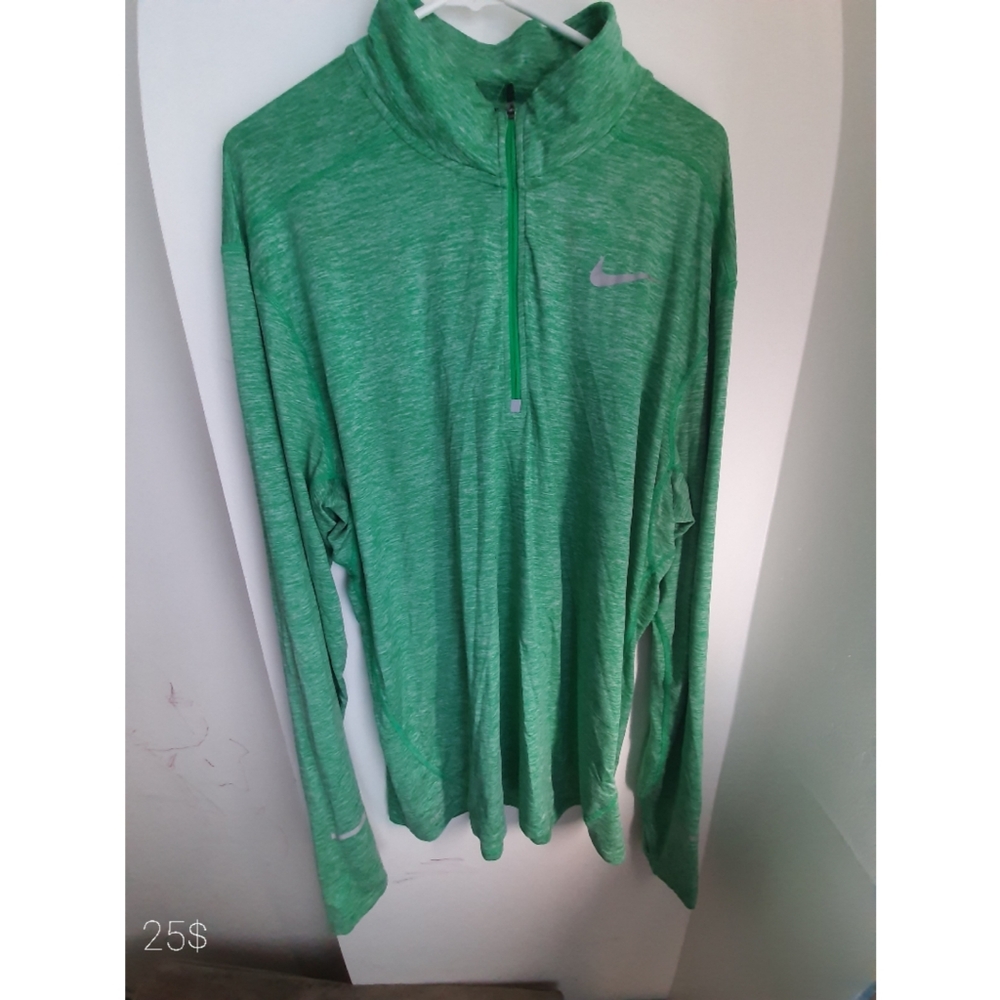Green Nike Dri Fit Hal Zip Running Shirt